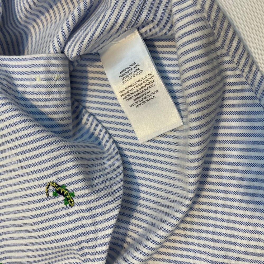 Ralph Lauren Kids‎ Blue White Stripe Lizard Embroidered Button Down Shirt 3/3T - Picture 7 of 11